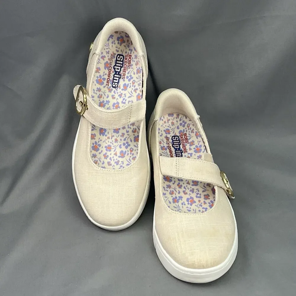 Skechers BOBS Arch Comfort Sunfest Easy Charm Mary Jane Women’s 6 Natural